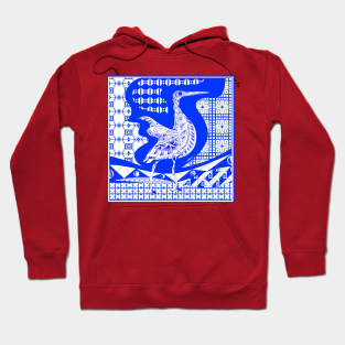 agami blue heron bird in talavera dreams in porcelain ecopop wallpaper Hoodie